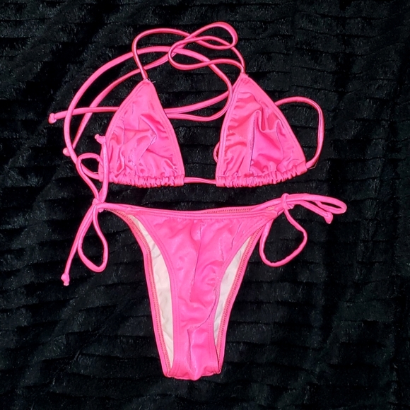 Swim Hot Pink String Bikini Thong Set Poshmark